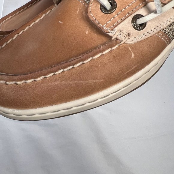Sperry Women's Bluefish 2 Eye Size 6 brown tan boat shoe slip-on nubuck leather - Picture 9 of 10